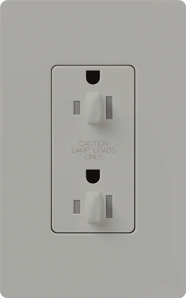Lutron NTR-20-DDTR-GR Nova T 20A 120/125V Dual Dimming Tamper Resistant Receptacle, Gray