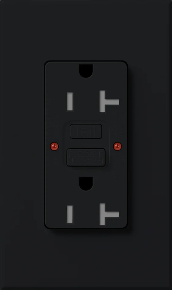 Lutron NTR-20-GFST-BL Nova T 20A 125V Tamper Resistant GFCI Receptacle, Black