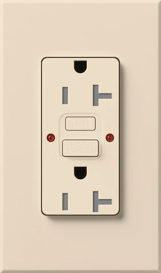 Lutron NTR-20-GFST-LA Nova T 20A 125V Tamper Resistant GFCI Receptacle, Light Almond