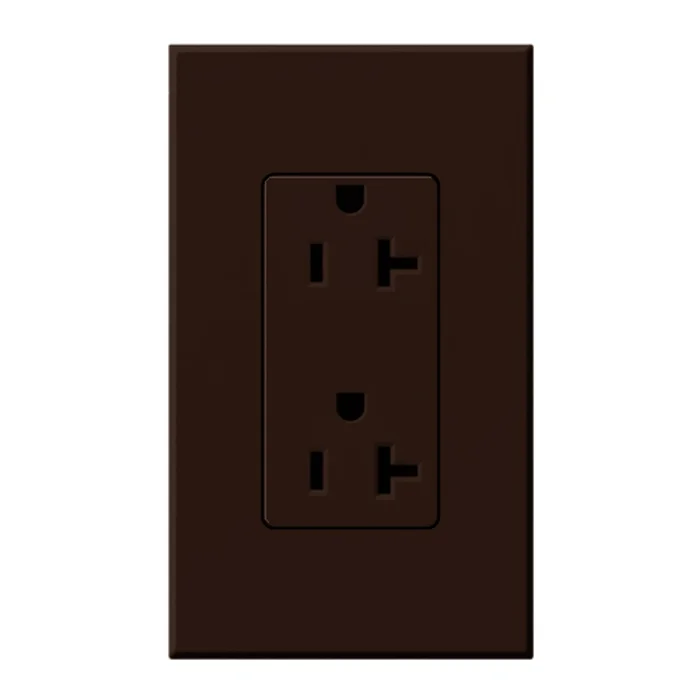 Lutron NTR-20-TR-BR Nova T 20A 125V Tamper Resistant Duplex Receptacle, Brown
