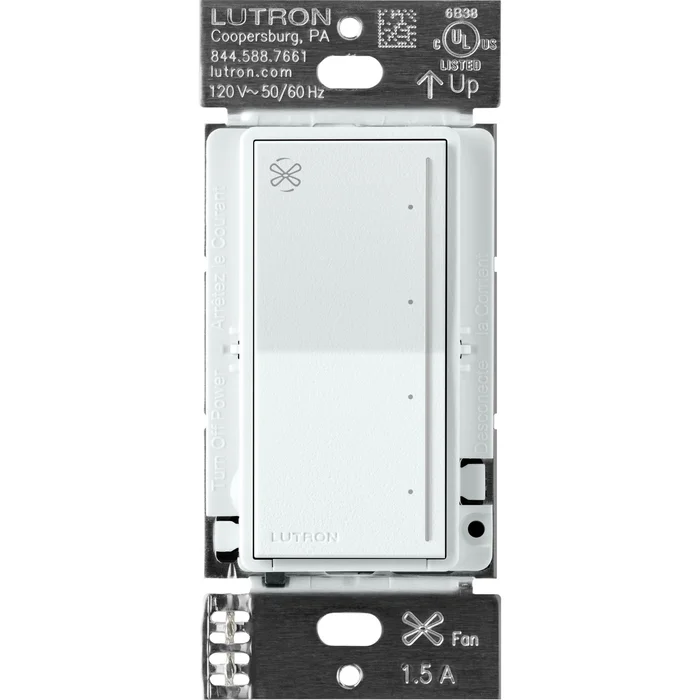 Lutron RRST-ANF-GL RadioRA3 Sunnata RF 4-Speed Quiet Fan Control, 1.5A Max, Glaceir White