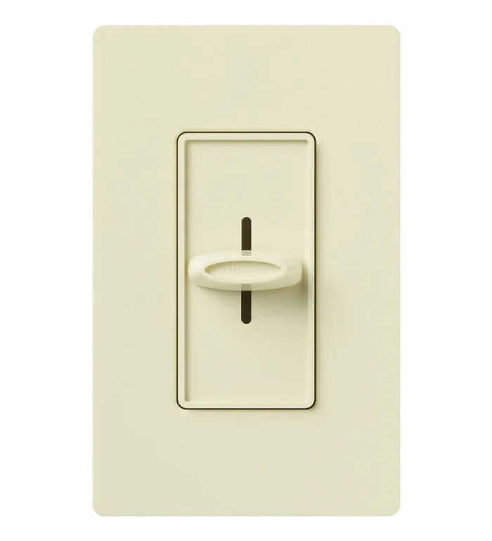 Lutron S-1000-AL Skylark Slide-to-Off Dimmer, Single Pole, 1000W Incandescent/Halogen, Almond