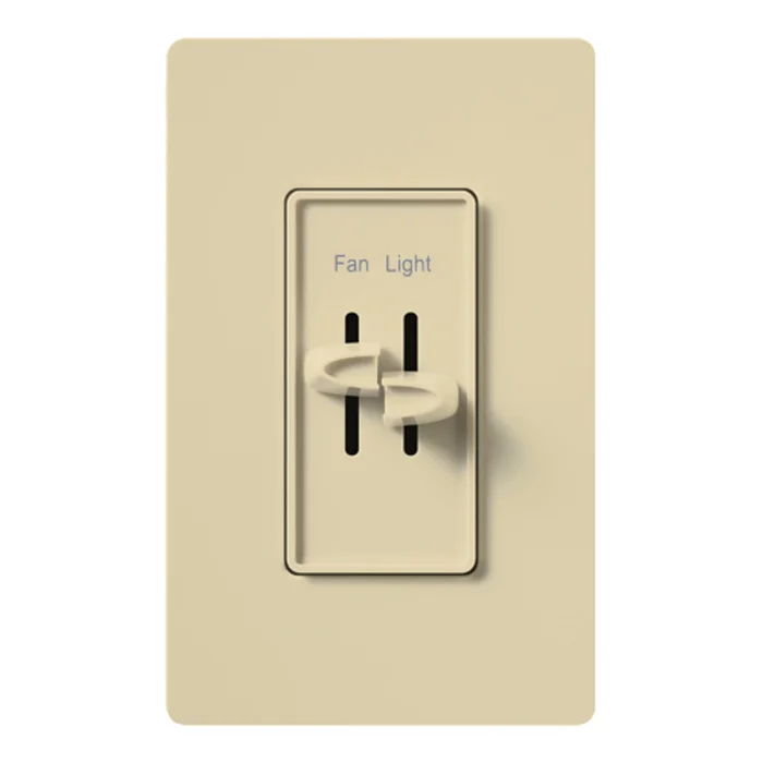 Lutron S2-LF-IV Skylark Dual Slide-to-Off Fully Variable Fan Control and Dimmer, Single Pole, 2.5A Fan, 300W Incandescent/Halogen Dimmer, Ivory