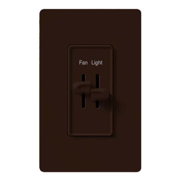 Lutron S2-LFSQ-BR Skylark Dual Slide-to-Off Quiet 3-Speed Fan Control and Dimmer, Single Pole, 1.5A Fan, 300W Incandescent/Halogen Dimmer, Brown