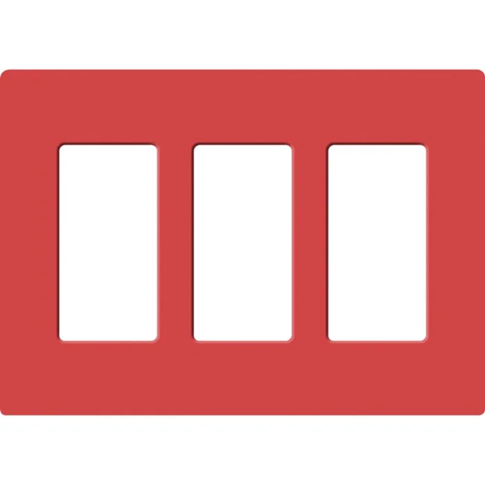 Lutron SC-3-SR Satin Decora 3-Gang Screwless Wallplate, Signal Red
