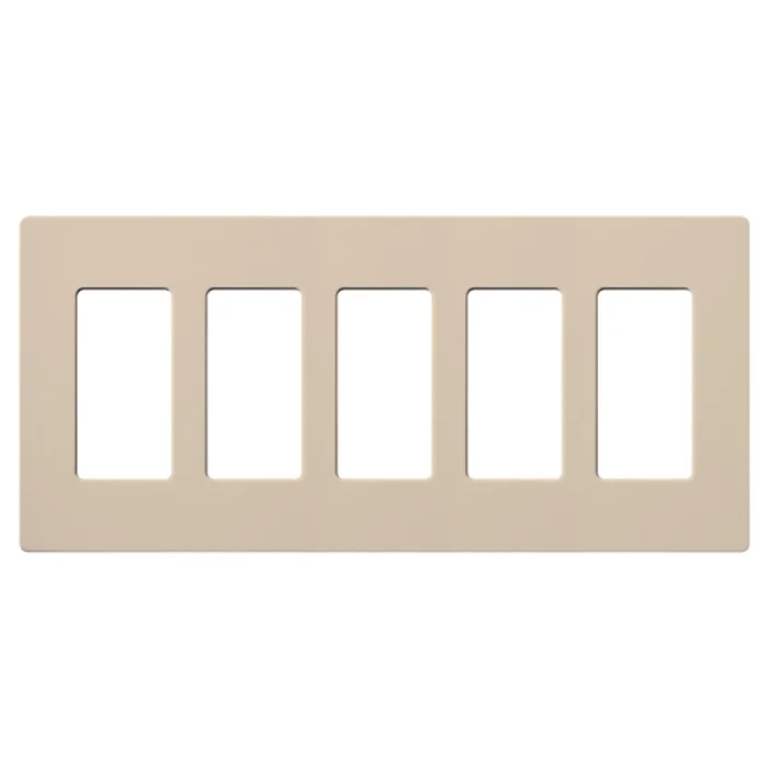 Lutron SC-5-TP Satin Decora 5-Gang Screwless Wallplate, Taupe