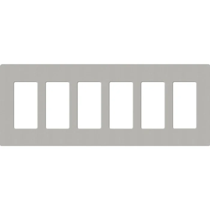 Lutron SC-6-PB Satin Decora 6-Gang Screwless Wallplate, Pebble