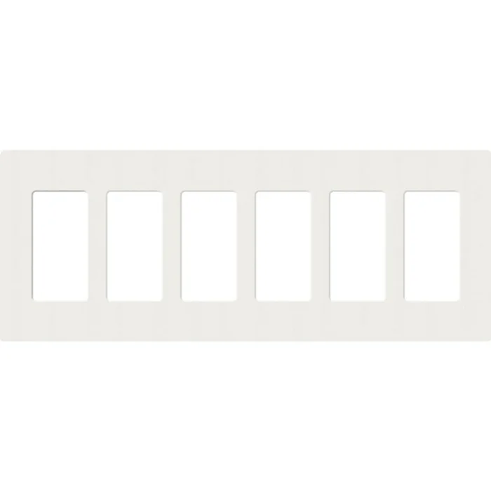 Lutron SC-6-RW Satin Decora 6-Gang Screwless Wallplate, Architectural White