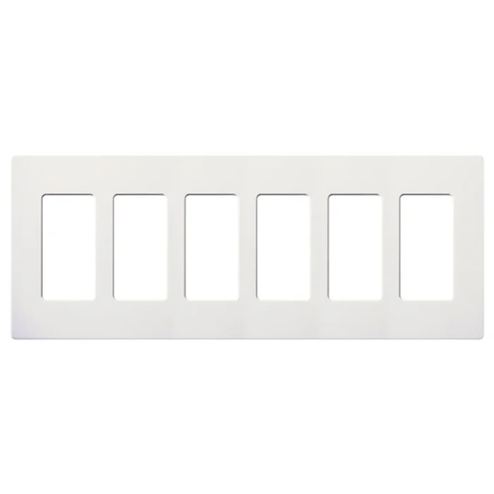 Lutron SC-6-SW Satin Decora 6-Gang Screwless Wallplate, Snow White