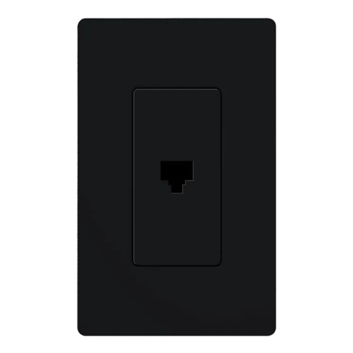 Lutron SC-PJ-MN Claro Satin Single Telephone Jack, 6-Conductor, RJ11, Midnight