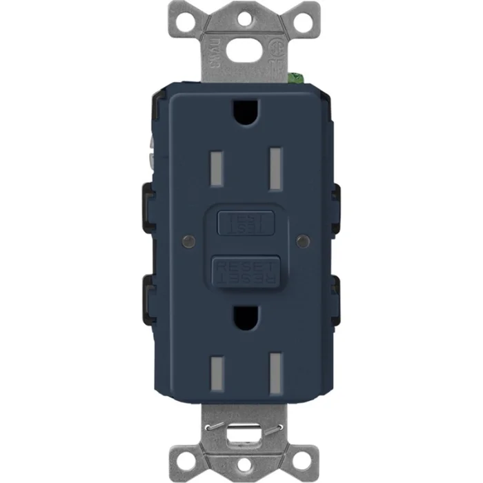 Lutron SCR-15-GFST-DE Claro 15A 125V Tamper Resistant Self-Testing GFCI Receptacle, Deep Sea