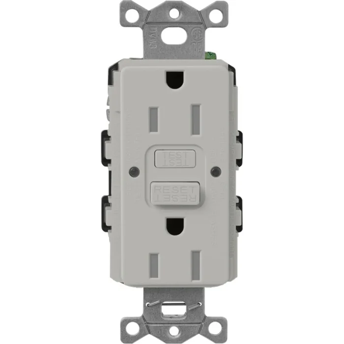 Lutron SCR-15-GFST-PB Claro 15A 125V Tamper Resistant Self-Testing GFCI Receptacle, Pebble