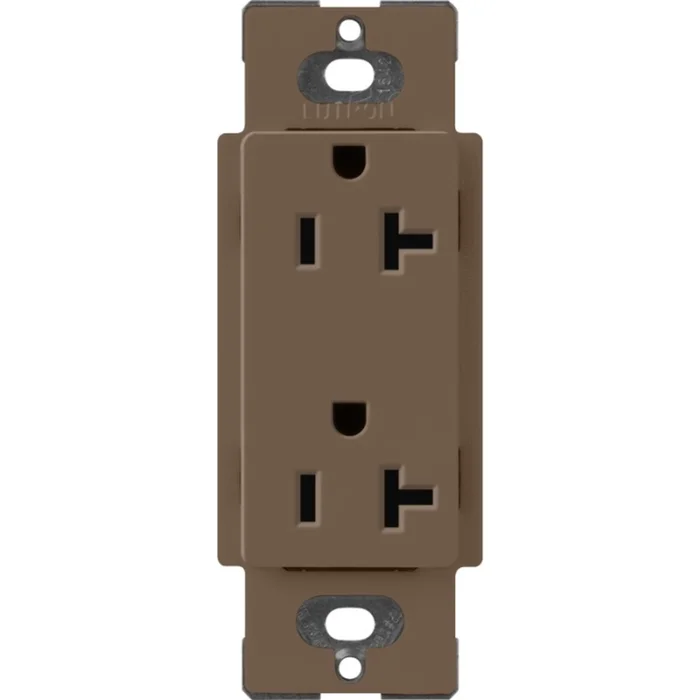 Lutron SCR-20-EP Claro 20A 125V Duplex Receptacle, Espresso