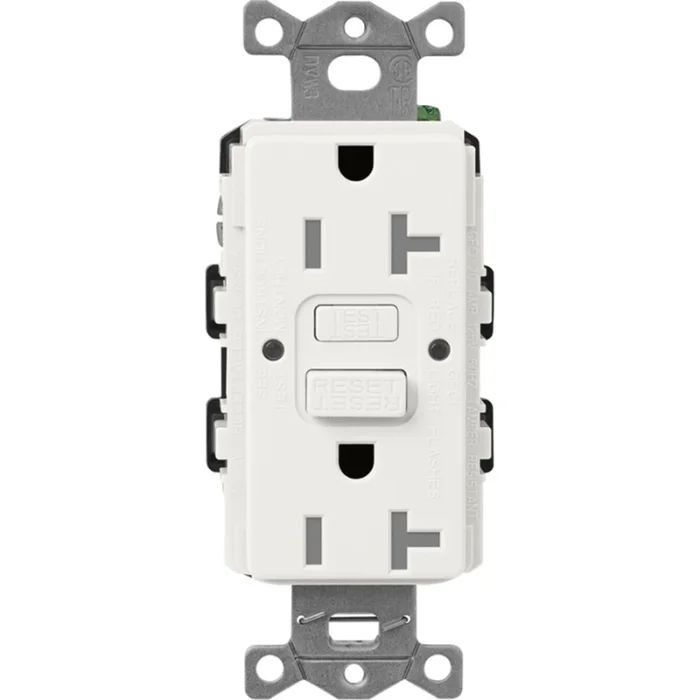 Lutron SCR-20-GFST-RW Claro 20A 125V Tamper Resistant Self-Testing GFCI Receptacle, Architectural White
