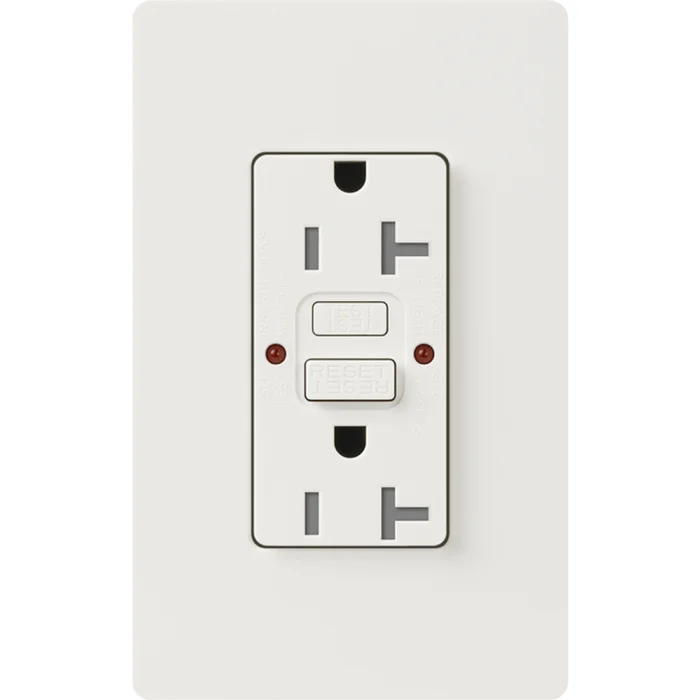 Lutron SCR-20-GFST-SW Claro 20A 125V Tamper Resistant Self-Testing GFCI Receptacle, Snow White