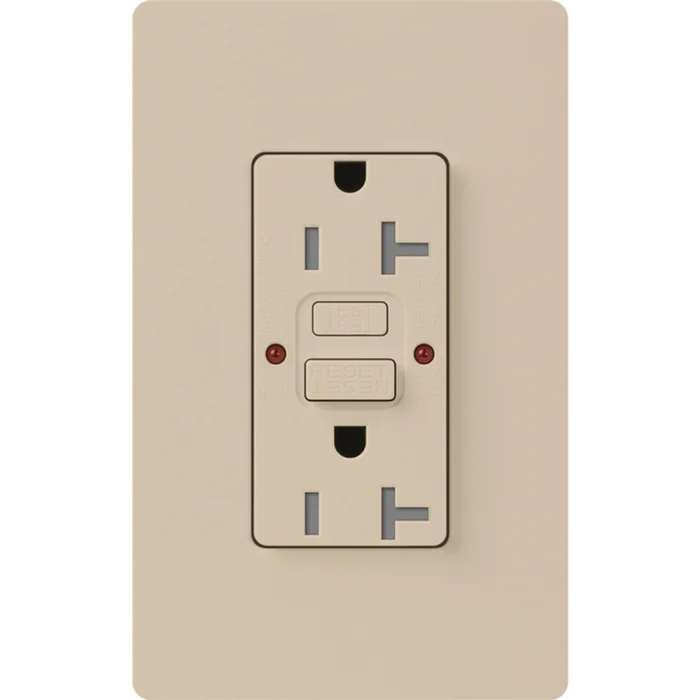 Lutron SCR-20-GFST-TP Claro 20A 125V Tamper Resistant Self-Testing GFCI Receptacle, Taupe