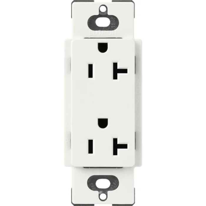 Lutron SCR-20-RW Claro 20A 125V Duplex Receptacle, Architectural White