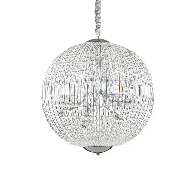 Luxor SP12 12 Light Chrome with Crystal Sphere Pendant Light