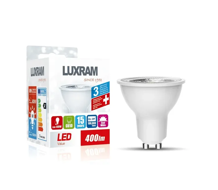 Luxram Focus LED GU10 5W 4000K Natural White Dimmable 400lm 36° 3yrs Warranty • 1202413