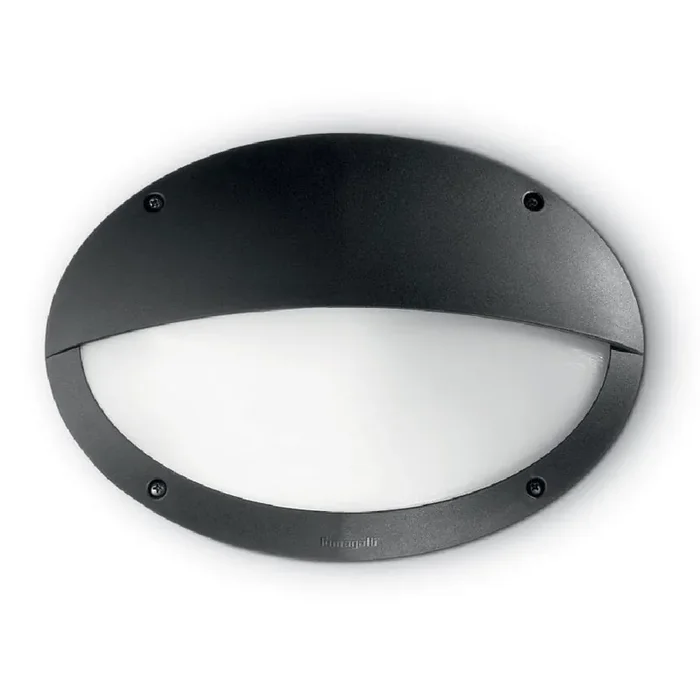 Maddi Black Outdoor Modern Oval Horizontal Eyelid Bulkhead Wall Light 33cm Coastal IP66