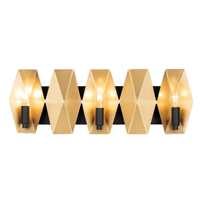 Malone Three Light Bath in Matte Black/French Gold (137|361B03MBFG)