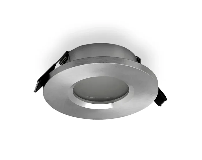 Mantra Fusion M6406 Atlantis Recessed Downlight 8.3cm Round, GU10 (Max 50W), Brushed Aluminium, Cutout 58mm, Cut Out 58mm, Lampholder Included • M6406