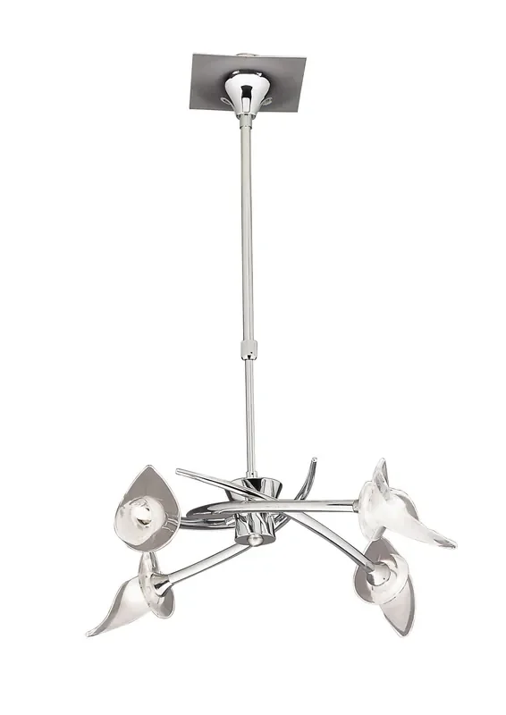 Mantra M0302 Flavia Telescopic Pendant Semi Flush Convertible Round 4 Light G9, Polished Chrome • M0302