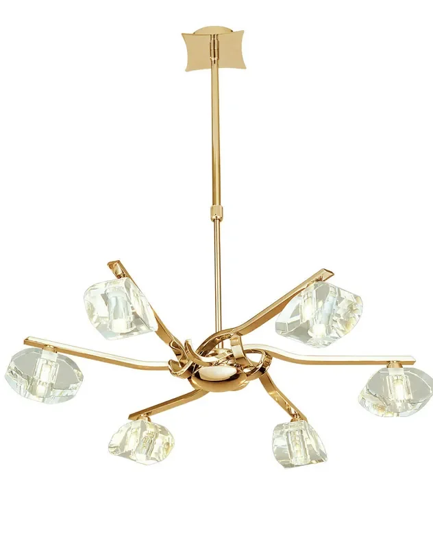 Mantra M0551FG Alfa Telescopic Semi Flush Convertible 6 Light G9, French Gold • M0551FG