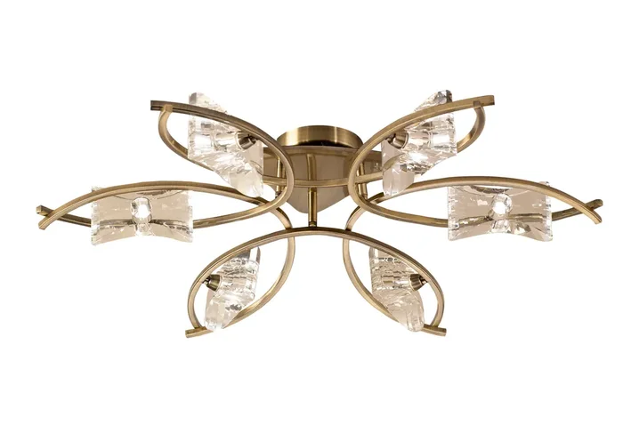 Mantra M0886AB Kromo Ceiling 6 Light G9, Antique Brass • M0886AB
