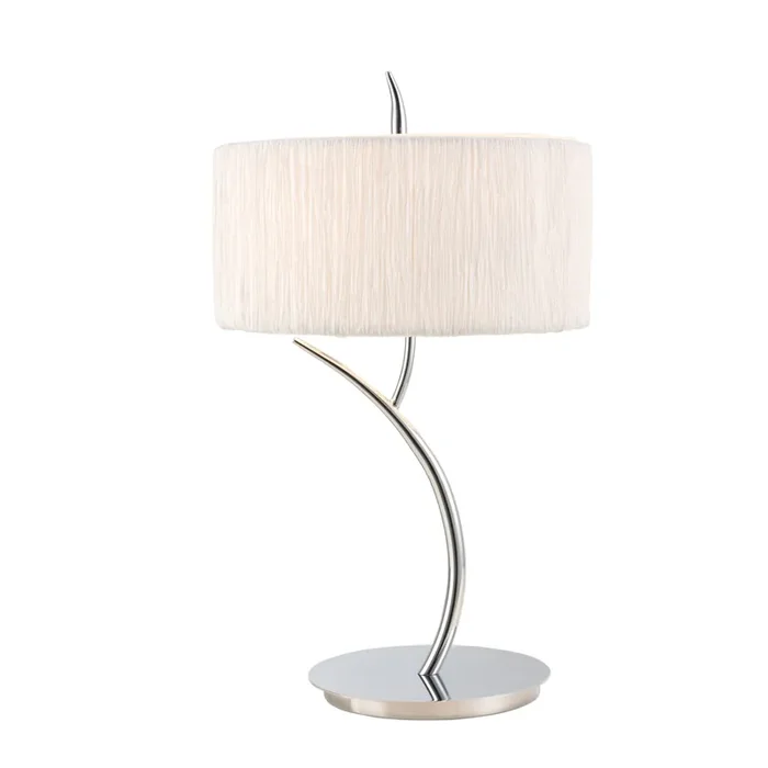 Mantra M1137 Eve Table Lamp 2 Light E27 Large, Polished Chrome With White Round Shade • M1137