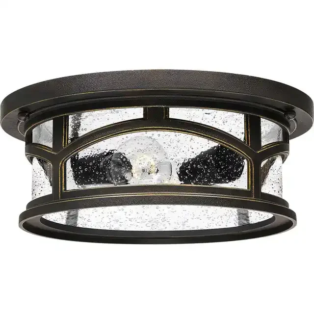 Marblehead 2 Light Bronze IP44 Flush Ceiling Light