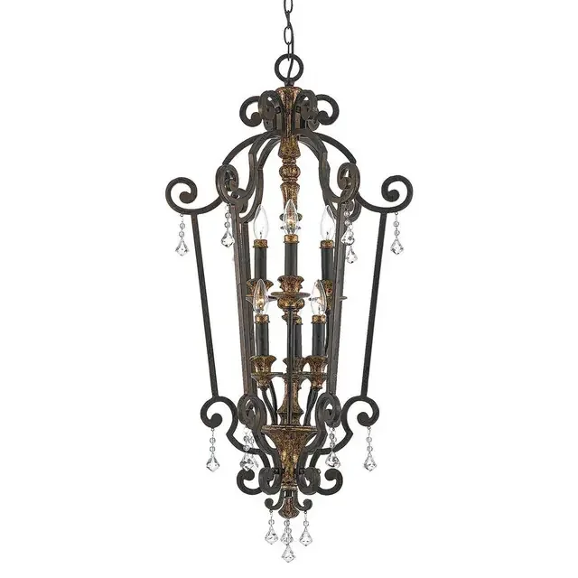 Marquette Tall 6 Light Heirloom and Brown Chandelier
