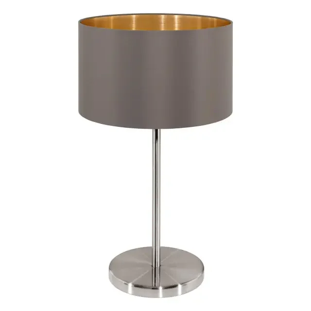 Maserlo Satin Nickel with Cappuccino and Gold Fabric Table Lamp