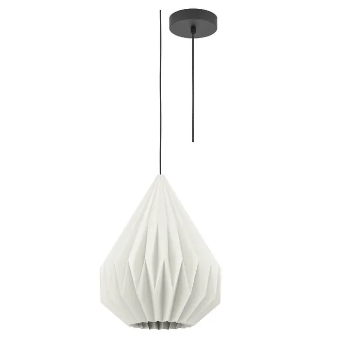 Matt Black & White Folded Paper Geometric Pendant Light 31cm