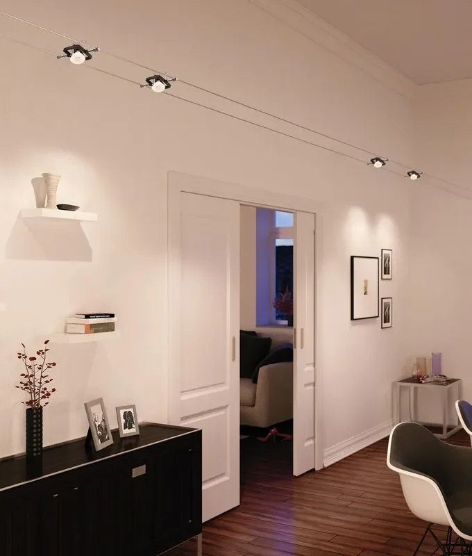 Matt Black Decorative Wire Track System – Ready to Install 5 Spots