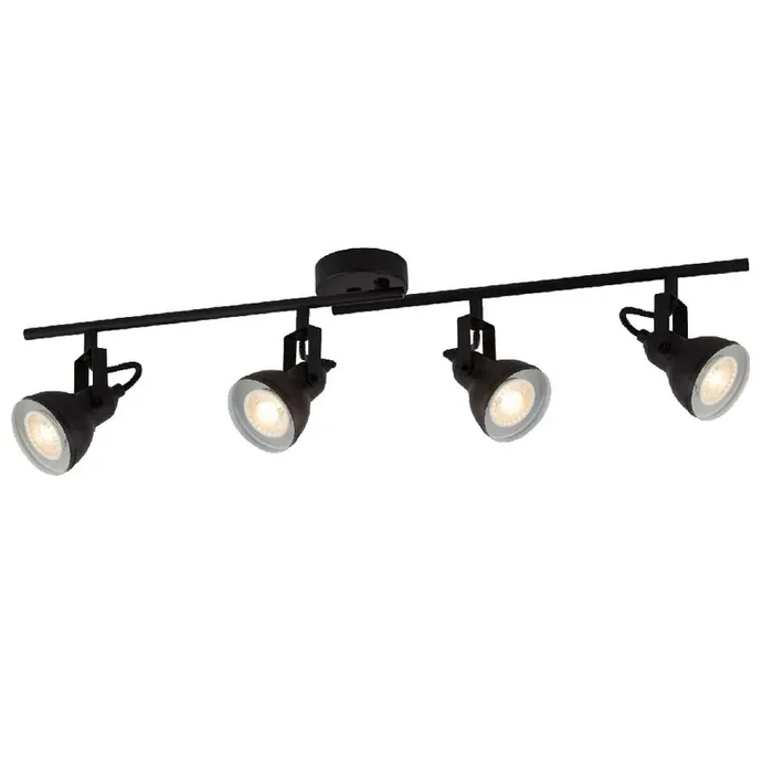 Matt Black Industrial 4 Lamp Adjustable Split Bar Spot Light 805mm