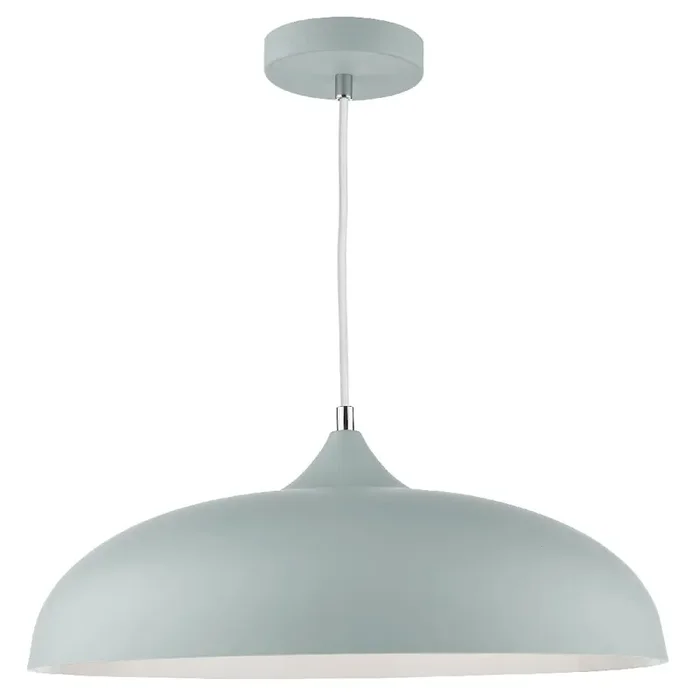 Matt Soft Grey Metal Vintage Shallow Curved Dome Pendant Ceiling Light 45cm