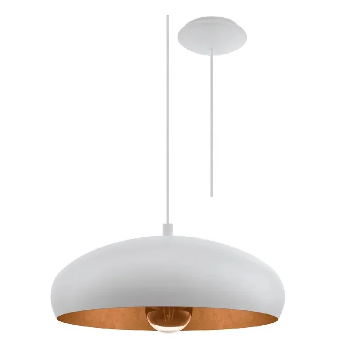 Matt White & Copper Inner Vintage Round Dome Ceiling Pendant 400mm