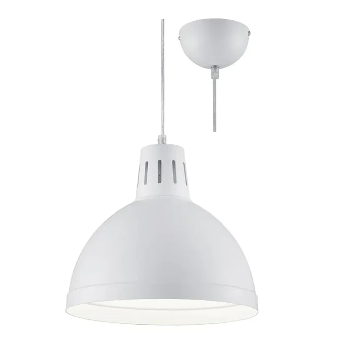 Matt White Vintage Retro Dome Pendant Light 30cm
