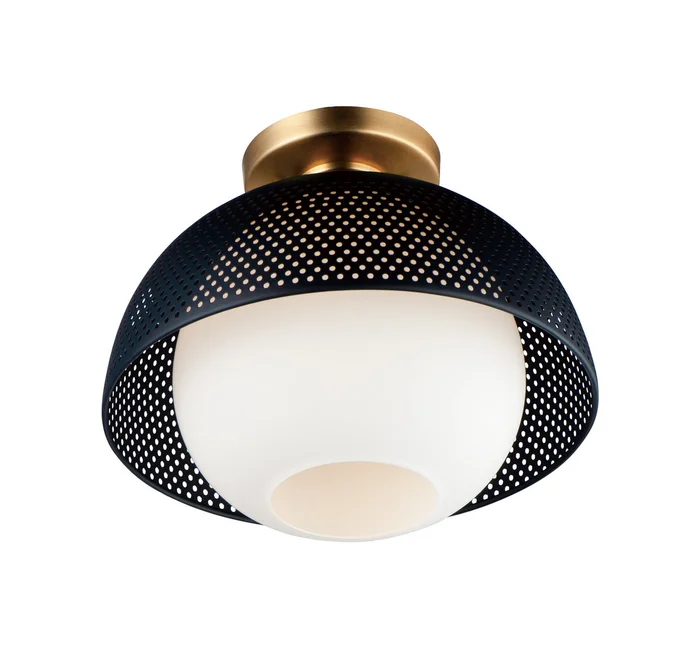 Maxim 10083WTBKSBR Perf One Light Flush Mount, Black / Satin Brass