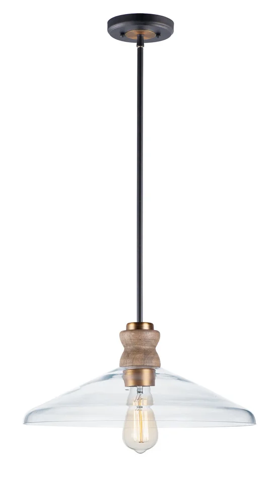 Maxim 10100CLWOAB Nelson One Light Pendant, Weathered Oak / Antique Brass