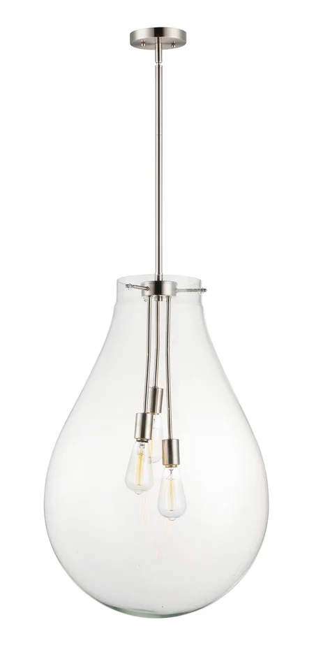 Maxim 10166CLSN Gourd Three Light Pendant, Satin Nickel