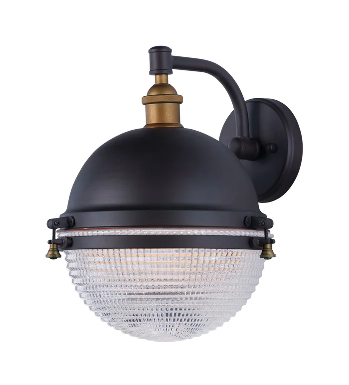 Maxim 10186OIAB Portside One Light Outdoor Wall Lantern, Oil Rubbed Bronze / Antique Brass