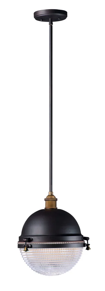 Maxim 10187OIAB Portside One Light Outdoor Pendant, Oil Rubbed Bronze / Antique Brass