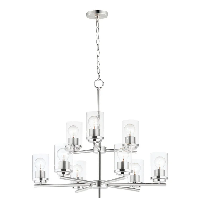 Maxim 10206CLSN Corona Nine Light Chandelier, Satin Nickel