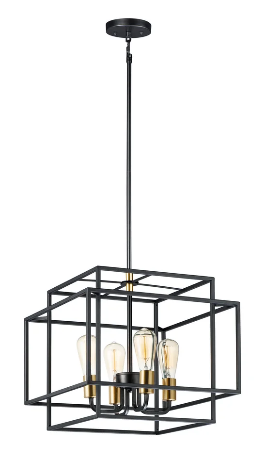 Maxim 10247BKSBR Liner Four Light Pendant, Black / Satin Brass