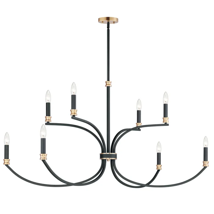 Maxim 11378BKAB Charlton Eight Light Chandelier, Black / Antique Brass