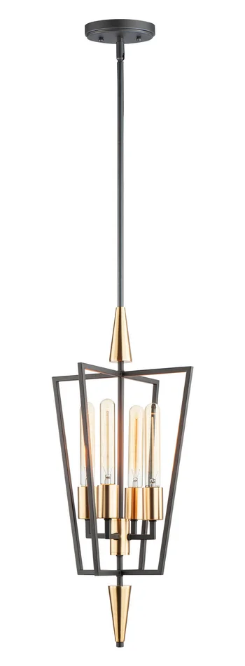 Maxim 11654BKSBR Wings Four Light Pendant, Black / Satin Brass