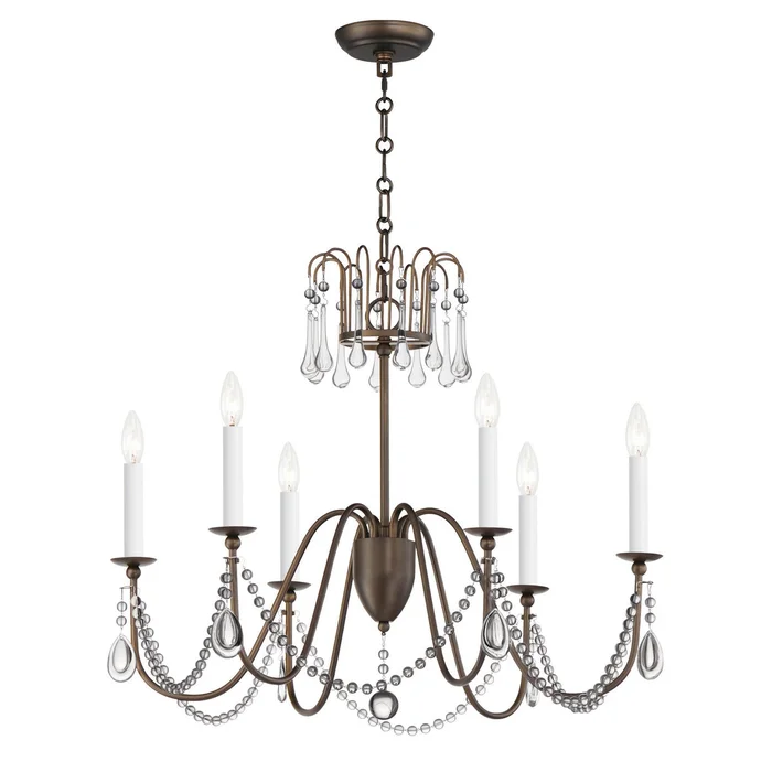 Maxim 12166CHB/CRY Plumette Six Light Chandelier, Chestnut Bronze