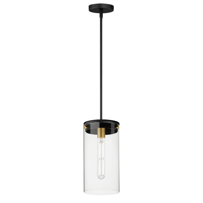 Maxim 12408CLBKSBR Pinn One Light Pendant, Black / Satin Brass